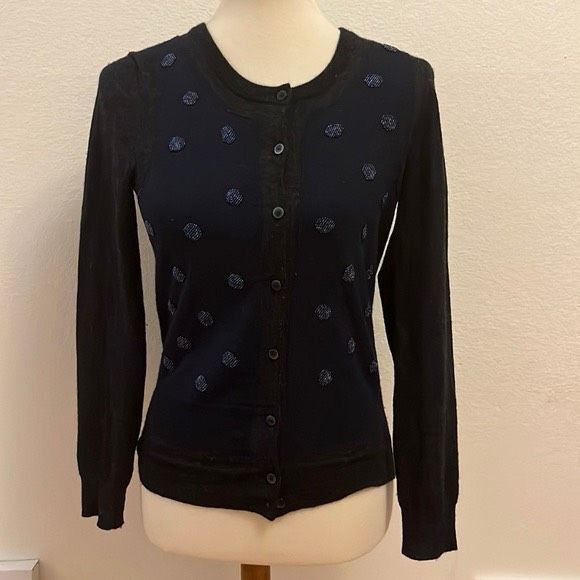 Marc by Marc Jacob 100%wool/lamb gray and blue beaded cardigan size xs quiet lux - Picture 1 of 10
